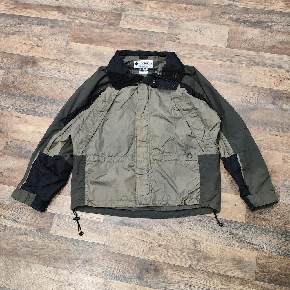 Vintage Columbia Jacket Mens Large Green Interchange Nylon Windbreaker Lined 90s